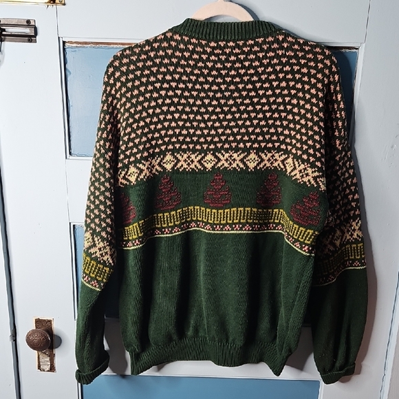 United Colors Of Benetton Women's Vintage Fair Isle Pink, Green Sweater M/L - Picture 5 of 8